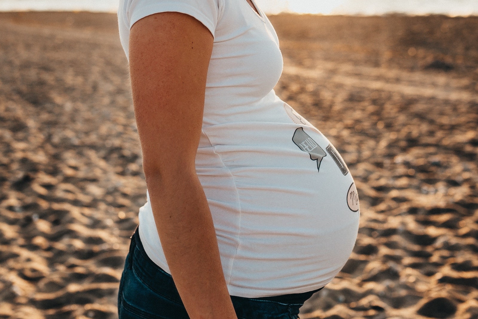 Pregnant woman at beach