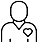 Person with heart on shirt icon