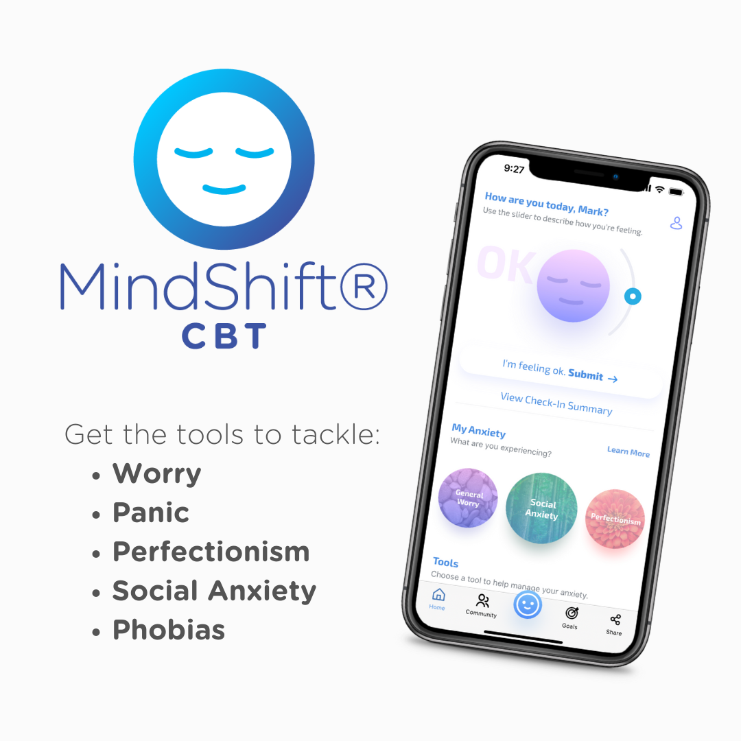 Logo MindShift CBT et capture d'écran de l'application